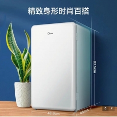 美的（Midea）93升单门一级低音复古白色小冰箱单温冷藏租房家用宿舍办公室可放美妆BC-93MF